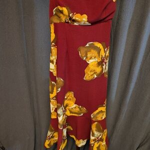 Bisou Bisou Strapless Dress in Red and Yellow Floral